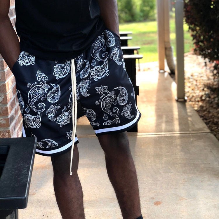 Solano Paisley Print Shorts in Breathable Stretch Jersey with Elastic Drawstring Waist - Hommfer