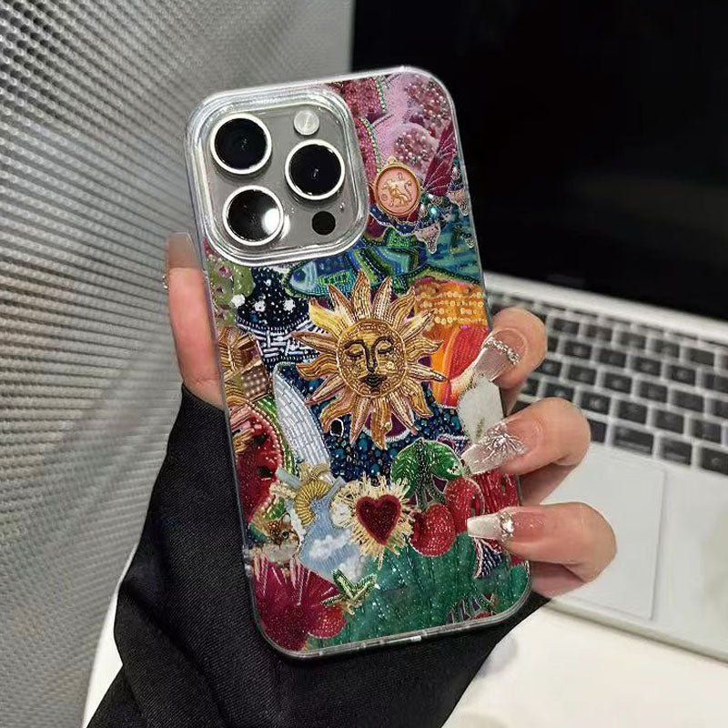 Solara Coque iPhone à dos transparent de haute qualité antichoc avec bords photo surélevés et détails scintillants - Hommfer