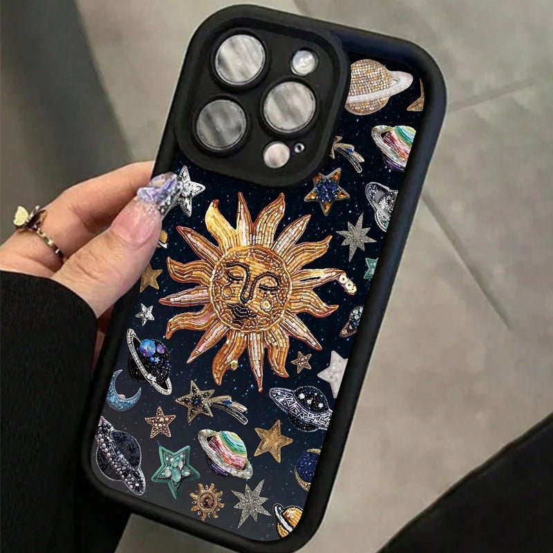 Solara Coque iPhone à dos transparent de haute qualité antichoc avec bords photo surélevés et détails scintillants - Hommfer
