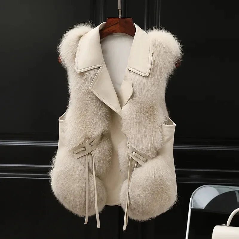 Solène Gilet en fausse fourrure douce pour chaleur légère et superposition facile avec poches discrètes - Hommfer