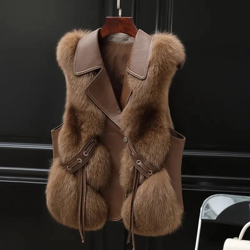 Solène Gilet en fausse fourrure douce pour chaleur légère et superposition facile avec poches discrètes - Hommfer
