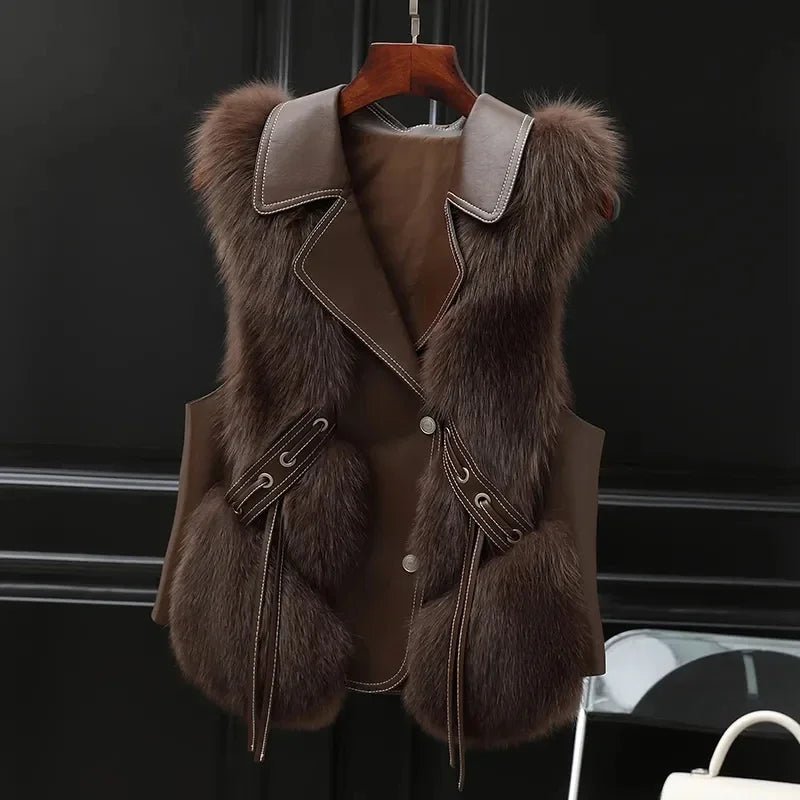 Solène Gilet en fausse fourrure douce pour chaleur légère et superposition facile avec poches discrètes - Hommfer