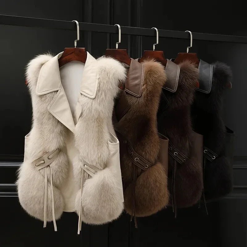 Solène Gilet en fausse fourrure douce pour chaleur légère et superposition facile avec poches discrètes - Hommfer