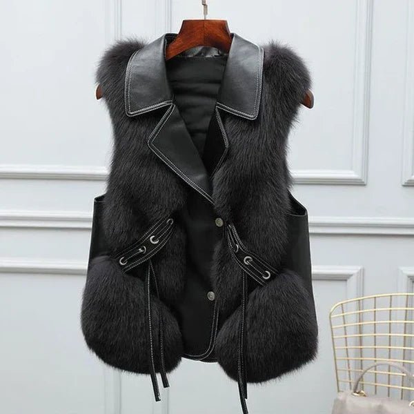 Solène Gilet en fausse fourrure douce pour chaleur légère et superposition facile avec poches discrètes - Hommfer