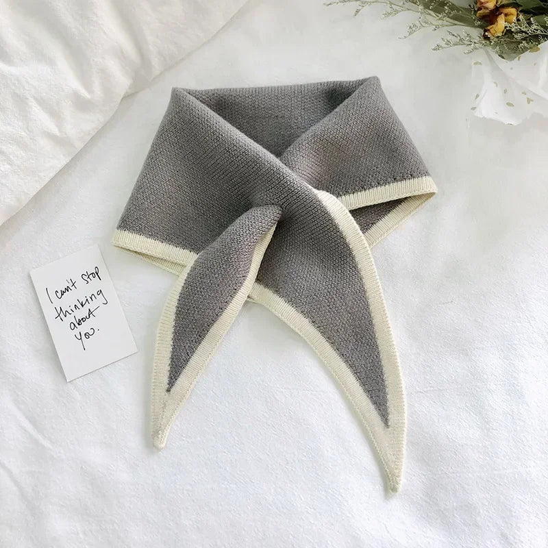 Solenne Écharpe rayée à pointes en tricot doux style rétro années 40 - Hommfer