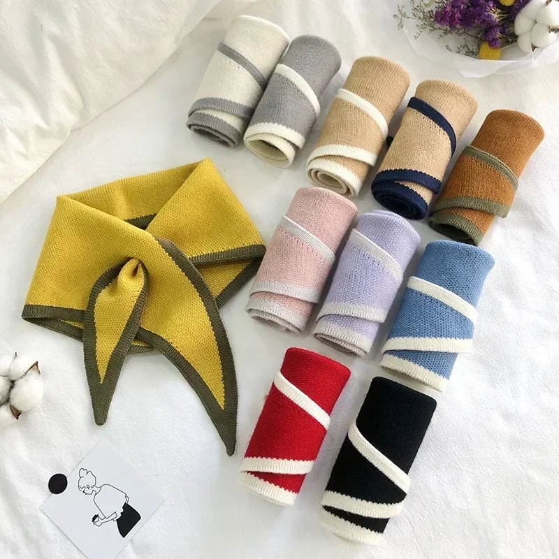 Solenne Écharpe rayée à pointes en tricot doux style rétro années 40 - Hommfer