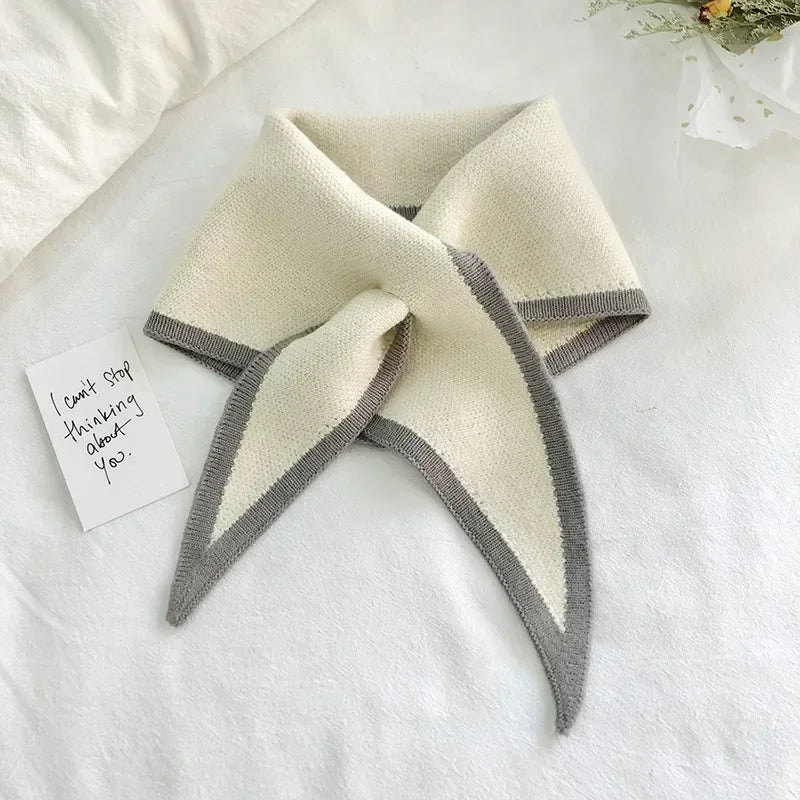 Solenne Écharpe rayée à pointes en tricot doux style rétro années 40 - Hommfer