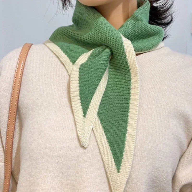 Solenne Écharpe rayée à pointes en tricot doux style rétro années 40 - Hommfer
