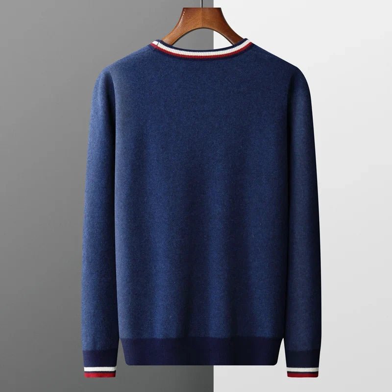 Soline Cardigan en 100 % cachemire à col V, bord contrasté et fermeture à un bouton pour douceur et chaleur - Hommfer
