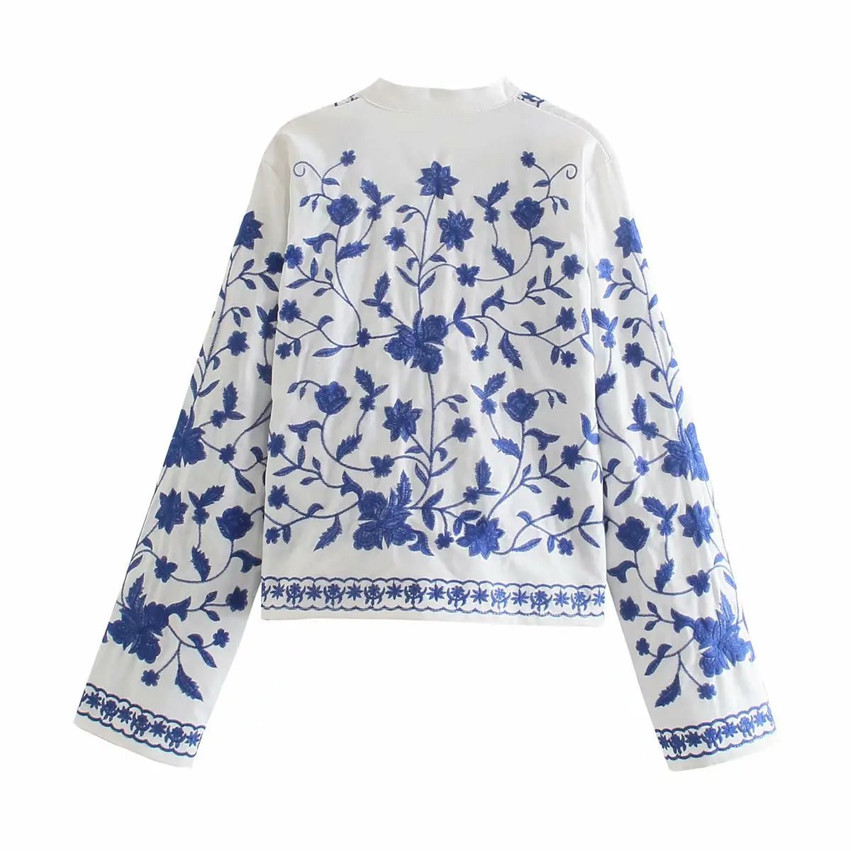 Soline Cardigan en denim brodé à épaules tombantes au toucher doux, esprit bohème - Hommfer