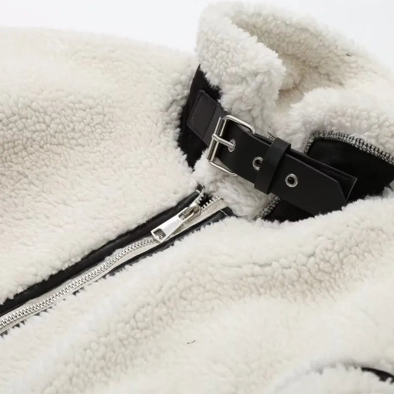 Soline Veste aviateur en sherpa végan avec finitions en cuir véritable pour l’hiver - Hommfer