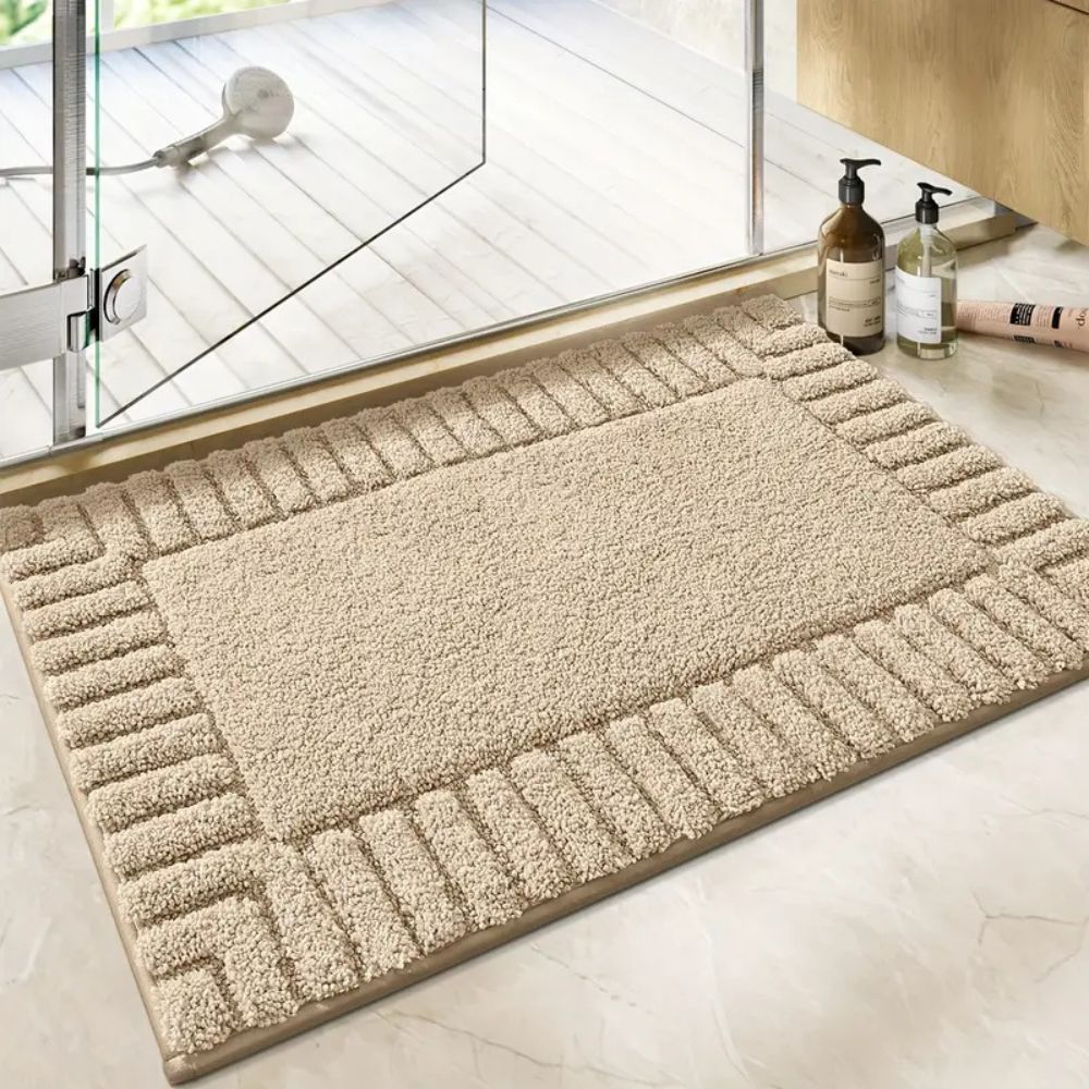 Tapis de Bain Rayé Doux à Séchage Rapide avec Dos Antidérapant, Lavable en Machine, 40x60 ou 50x80 cm - Hommfer