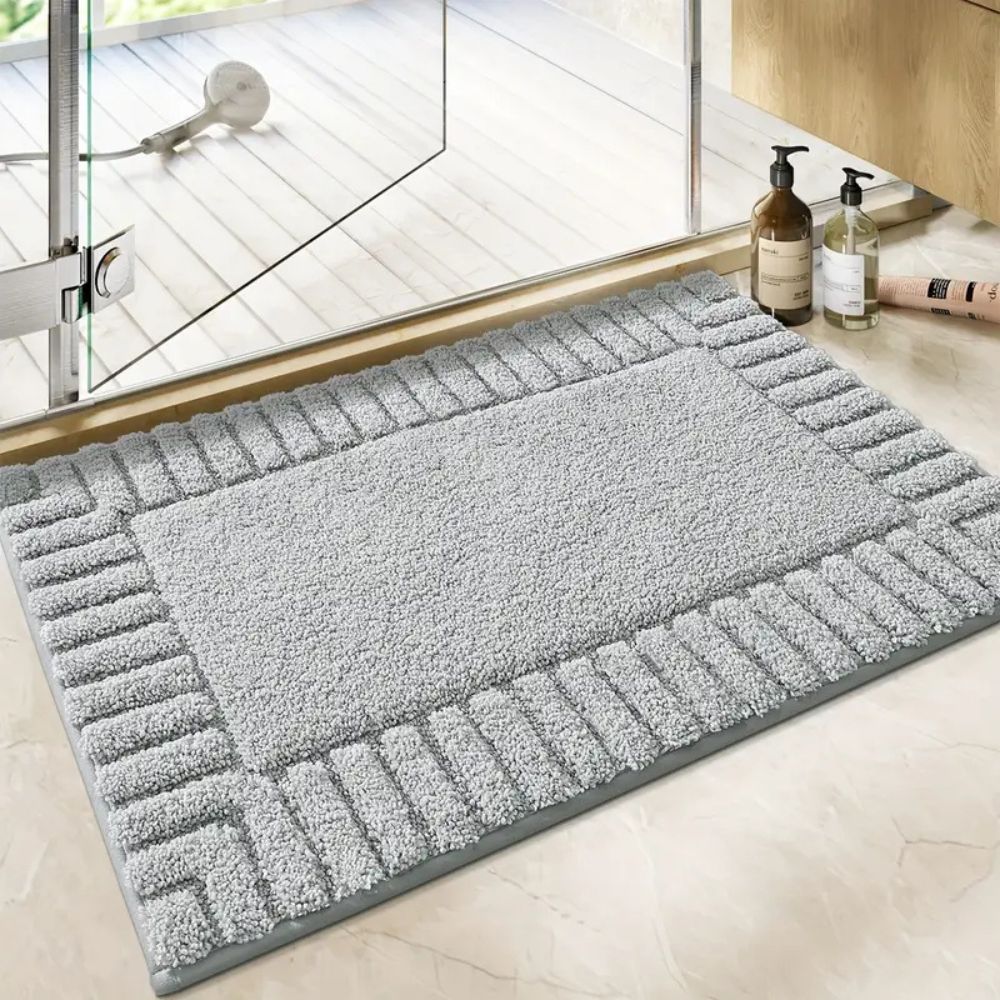 Tapis de Bain Rayé Doux à Séchage Rapide avec Dos Antidérapant, Lavable en Machine, 40x60 ou 50x80 cm - Hommfer