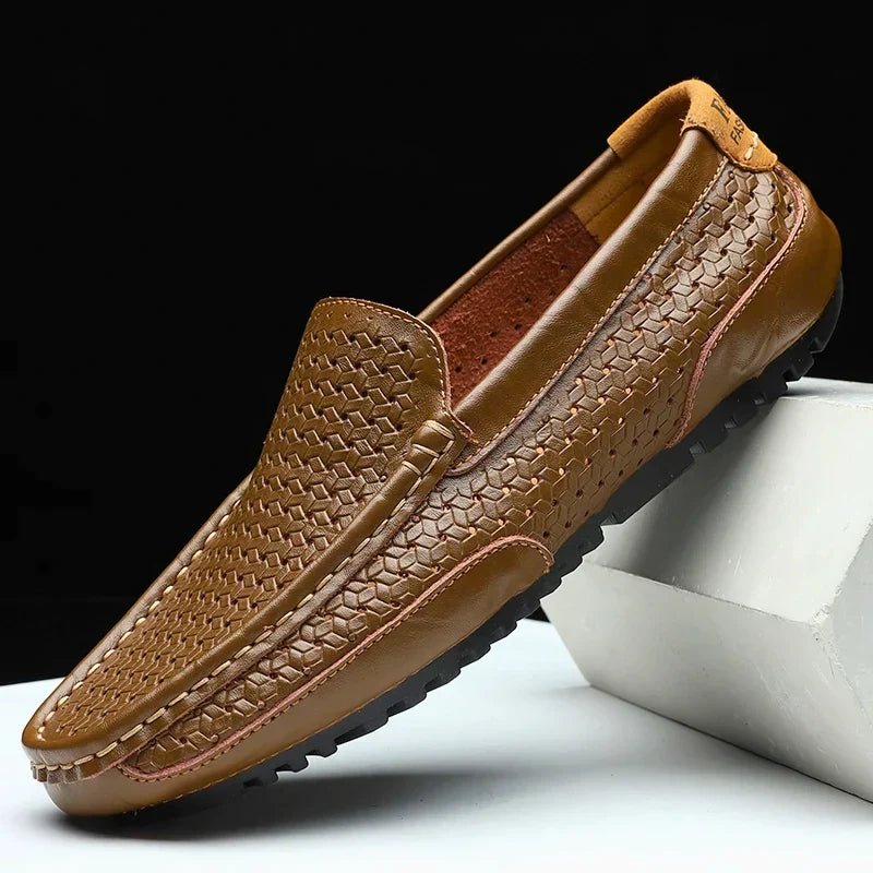 Valmer Mocassins tressés en cuir véritable pour un confort respirant toute la journée - Hommfer