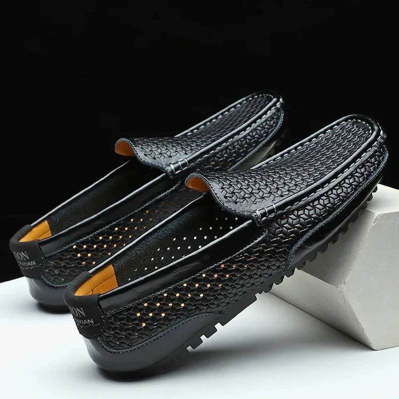 Valmer Mocassins tressés en cuir véritable pour un confort respirant toute la journée - Hommfer