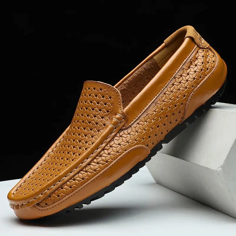 Valmer Mocassins tressés en cuir véritable pour un confort respirant toute la journée - Hommfer