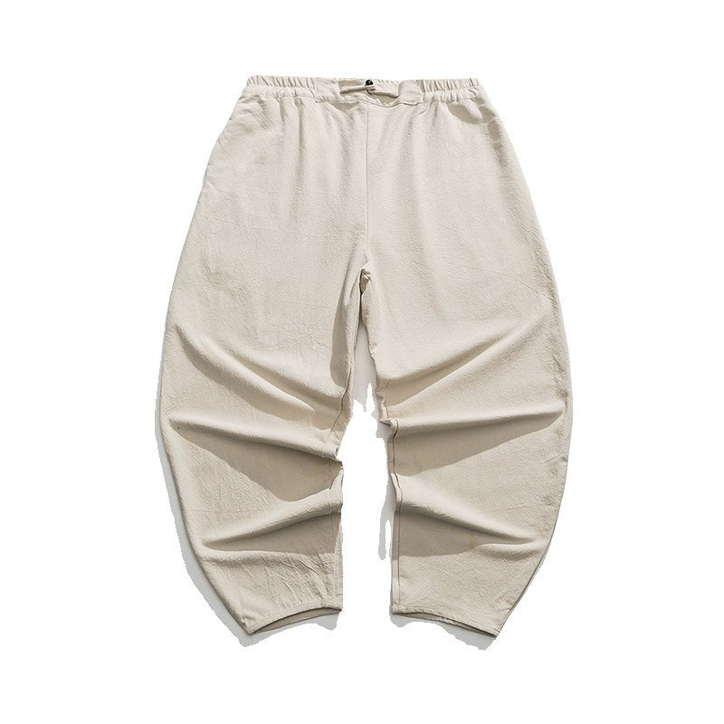 Valmer Pantalon large en coton-lin bio respirant à ceinture ajustable pour temps chaud - Hommfer