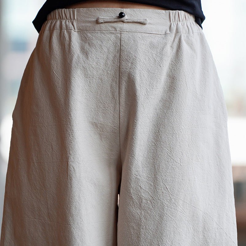 Valmer Pantalon large en coton-lin bio respirant à ceinture ajustable pour temps chaud - Hommfer