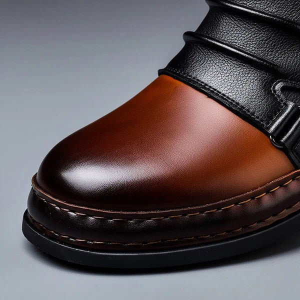 Valmont Bottes en cuir italien véritable bicolores avec semelle antidérapante pour temps froid - Hommfer