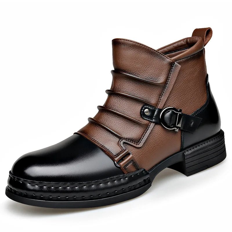 Valmont Bottes en cuir italien véritable bicolores avec semelle antidérapante pour temps froid - Hommfer