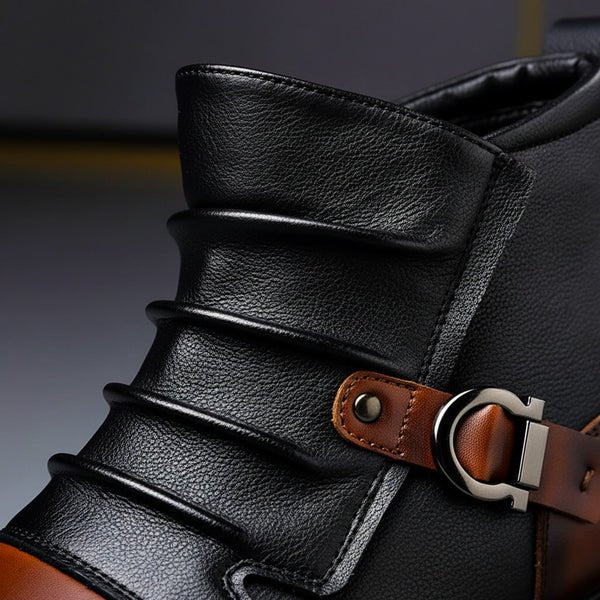 Valmont Bottes en cuir italien véritable bicolores avec semelle antidérapante pour temps froid - Hommfer