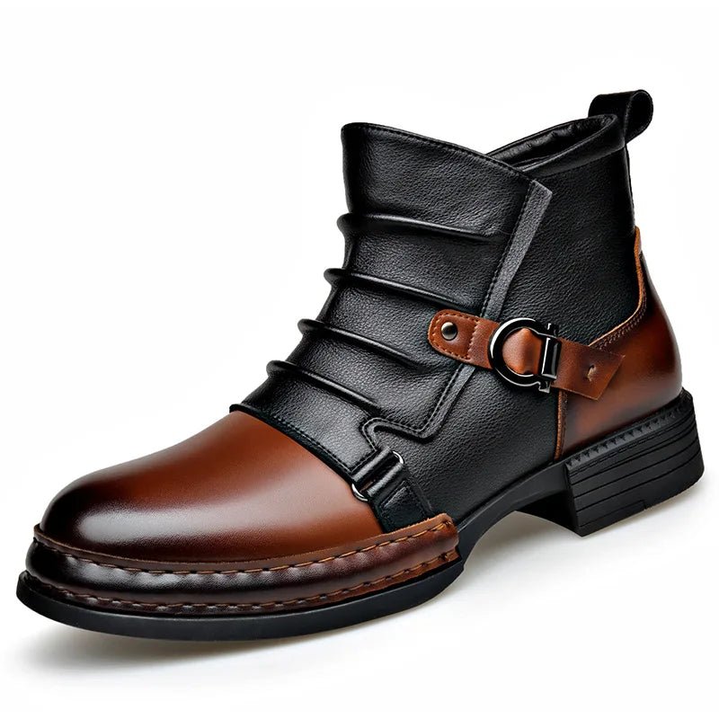Valmont Bottes en cuir italien véritable bicolores avec semelle antidérapante pour temps froid - Hommfer