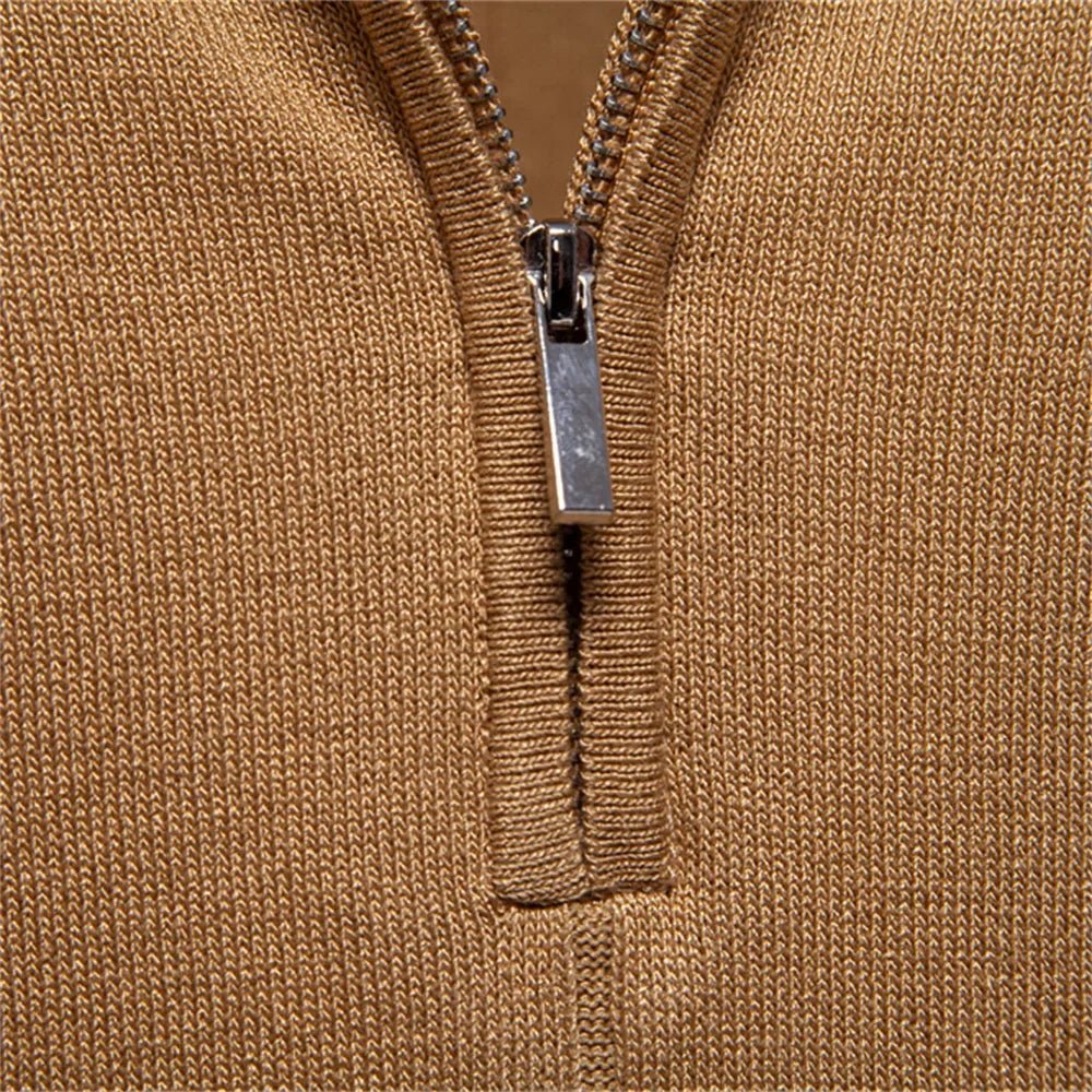 Varenne Polo en tricot de viscose extensible à col zippé, respirant, manches à bord contrasté - Hommfer