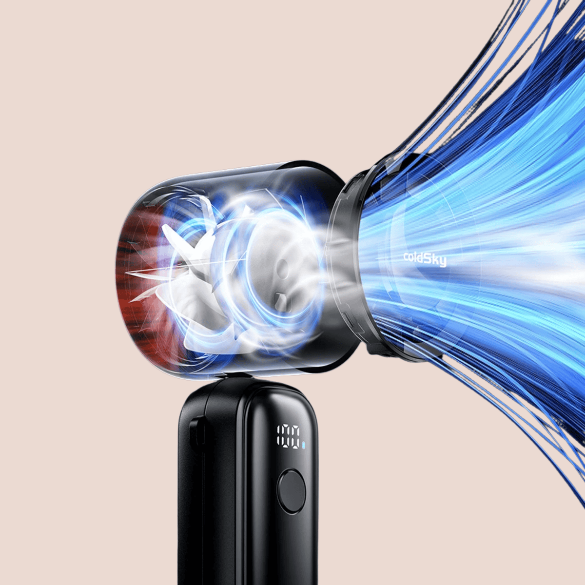 Ventilateur Pliable Rechargeable FlexiCool Pro 5000 mAh à 6 Vitesses avec Affichage Numérique pour Bureau et Voyage - Hommfer